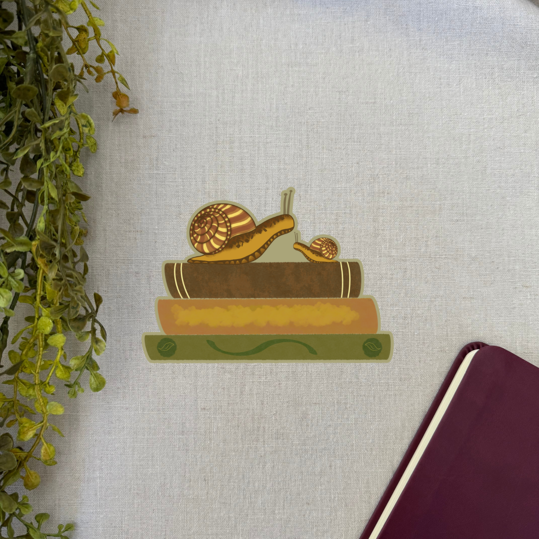 Snail Book Stack - Sticker