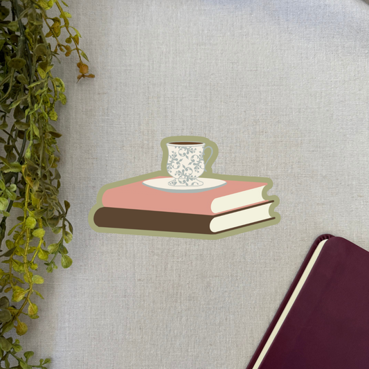 Teacup Bookstack - Sticker